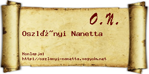 Oszlányi Nanetta névjegykártya